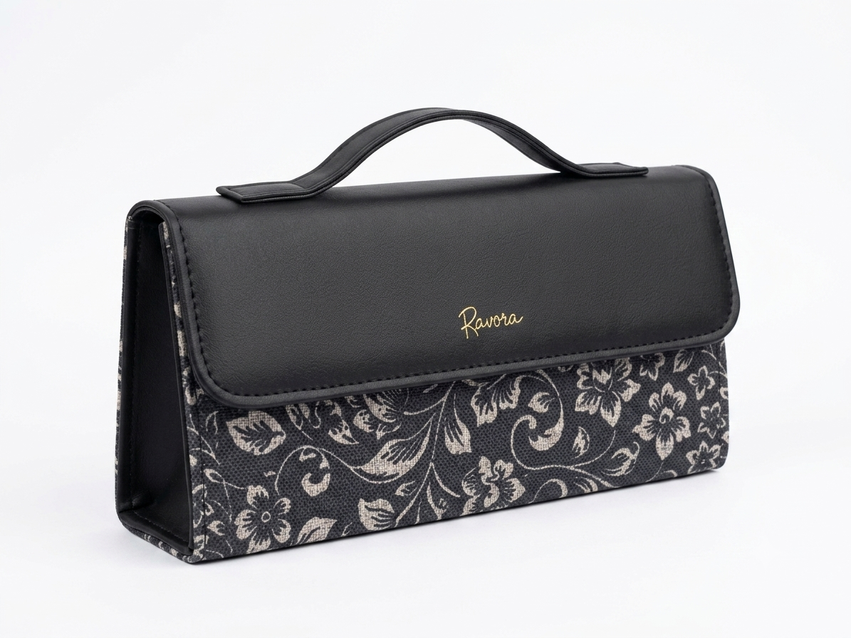Ravora Black Bloom Clutch