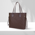 The Ravora Checkered Tote Dark Brown