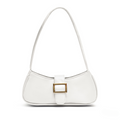 White Ariana shoulder bag made of synthetic leather with gold buckle and magnetic front flap closure
