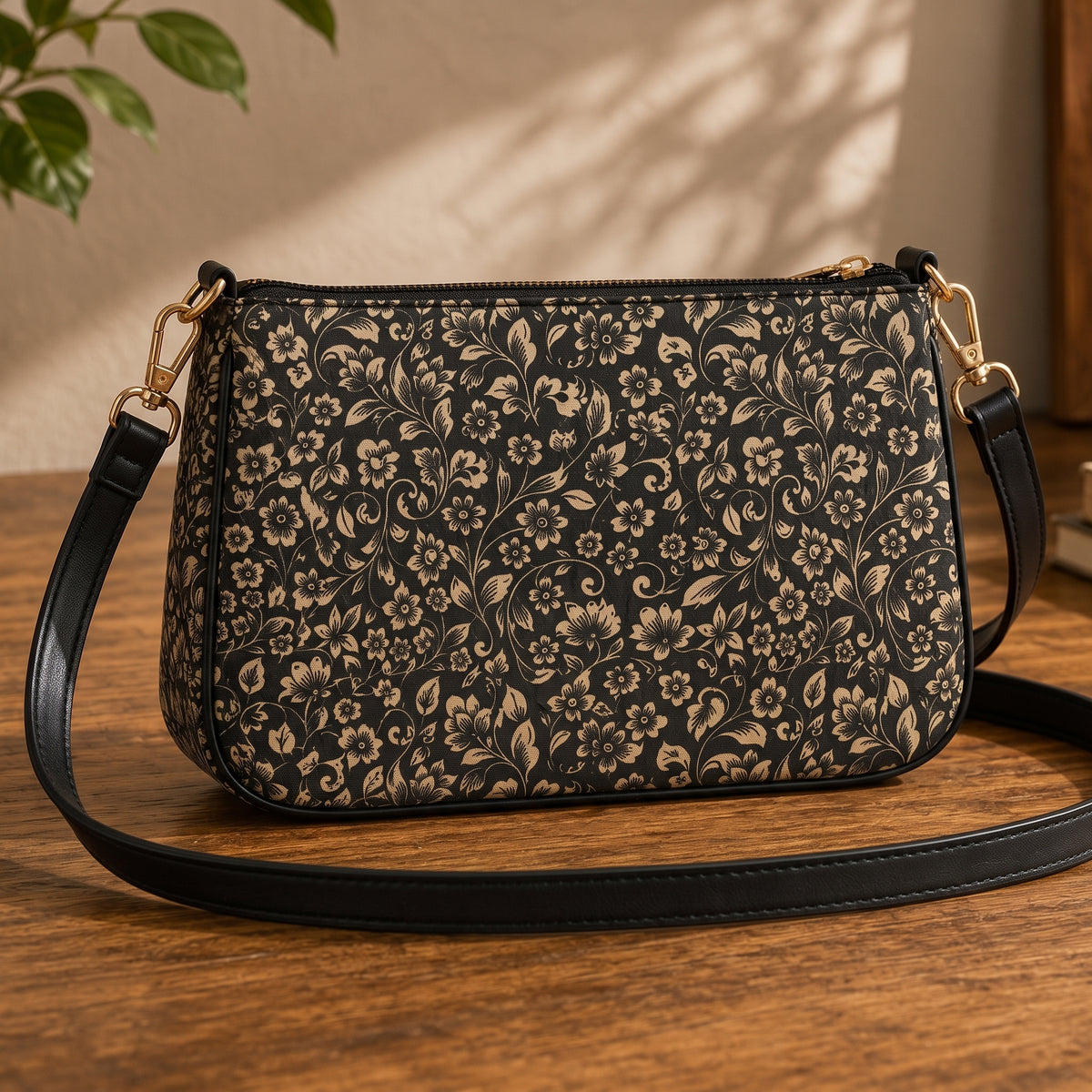 Ravora Black Bloom Shoulder Bag