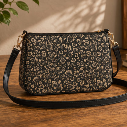 Ravora Black Bloom Shoulder Bag