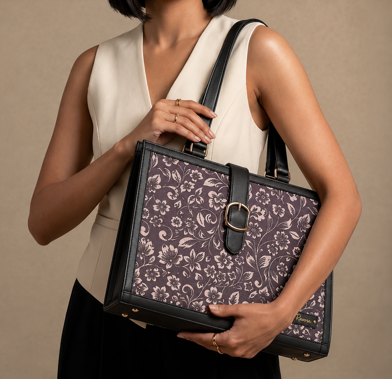 Ravora Black Bloom Executive Bag
