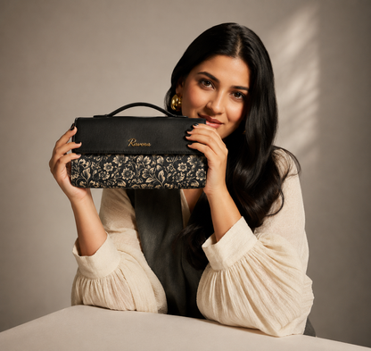 Ravora Black Bloom Clutch