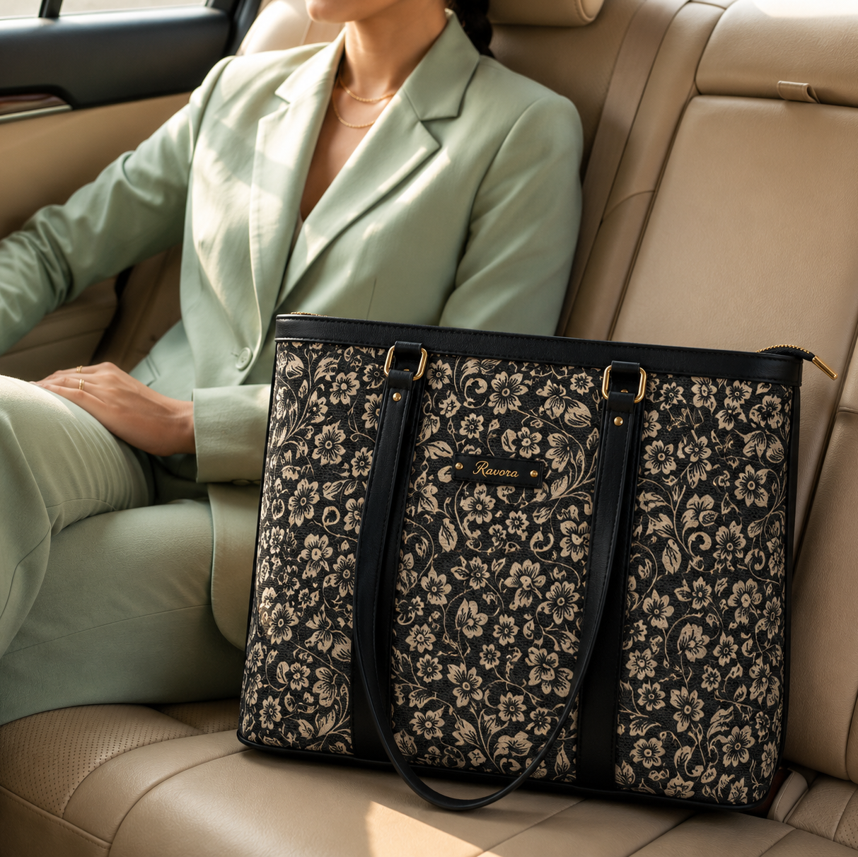 Ravora Black Bloom Tote