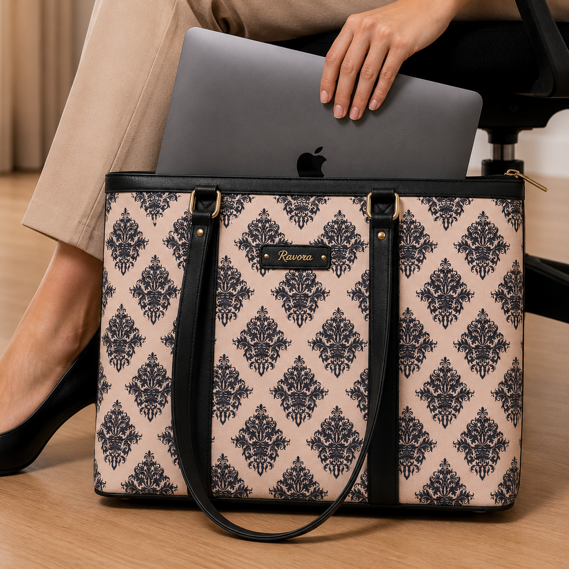 Ravora Pink Damask Tote