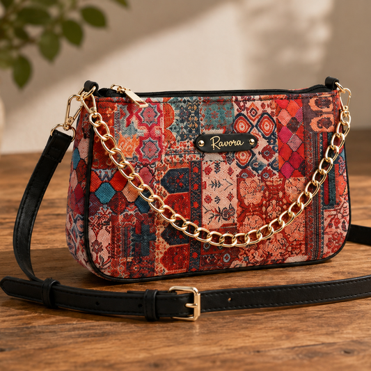 Ravora Red Tapestry Shoulder Bag
