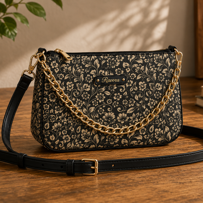 Ravora Black Bloom Shoulder Bag