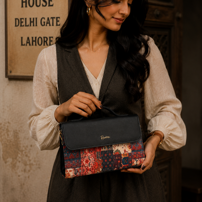 Ravora Red Tapestry Clutch