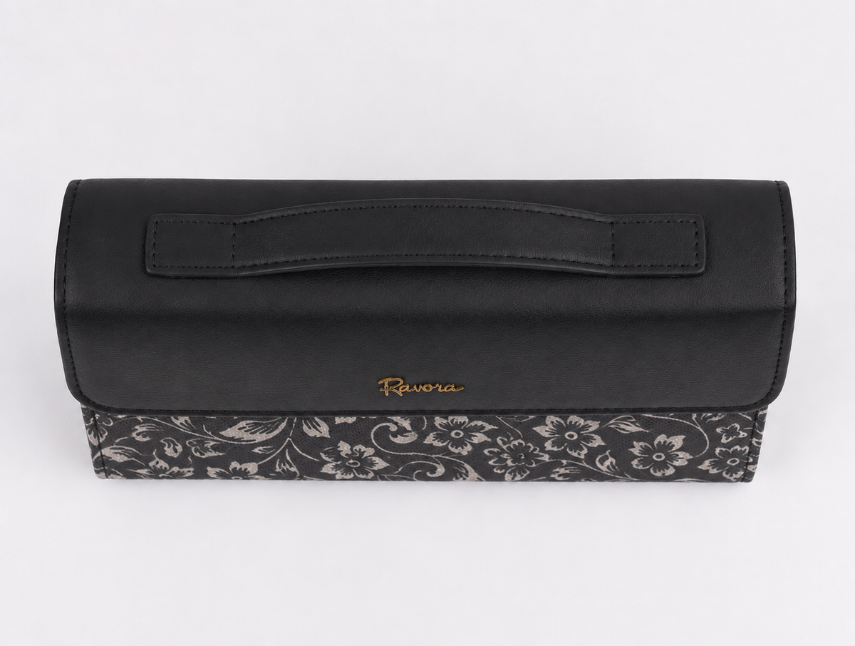 Ravora Black Bloom Clutch