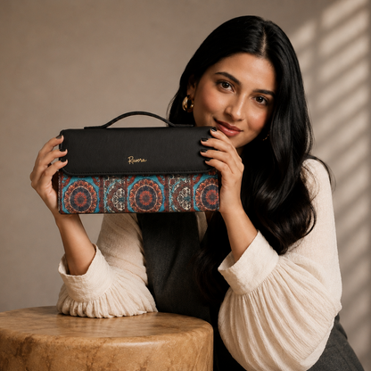 Ravora Blue Heritage Clutch