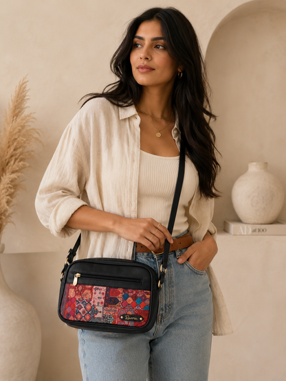 Ravora Red Tapestry Crossbody Bag