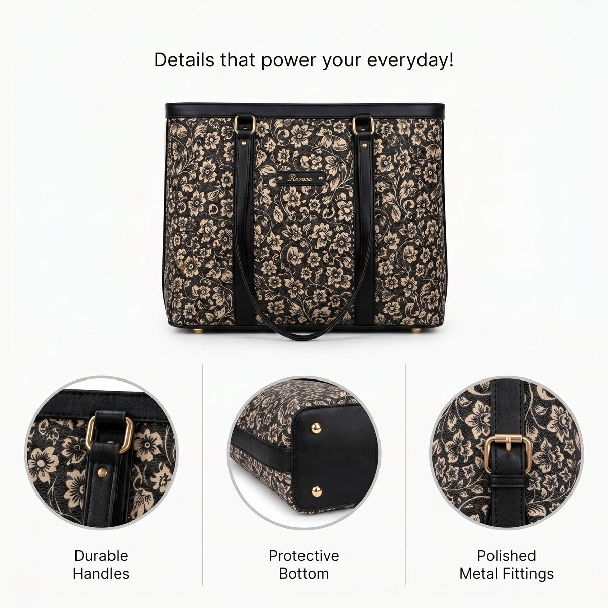 Ravora Black Bloom Tote
