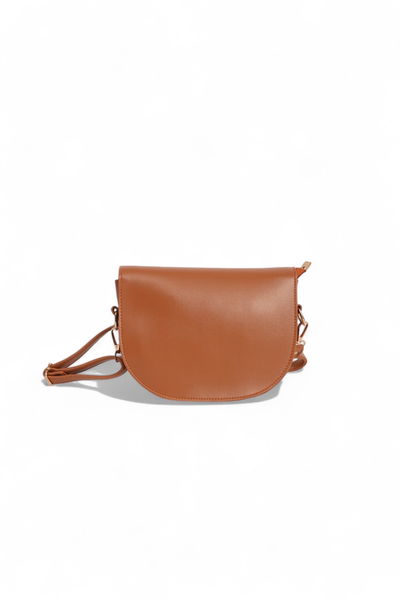 Backside of chic brown dual strap bag