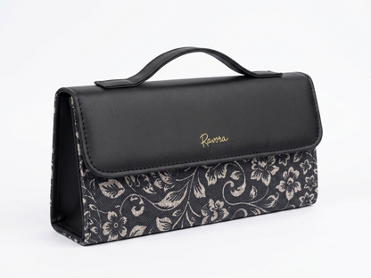 Ravora Black Bloom Clutch