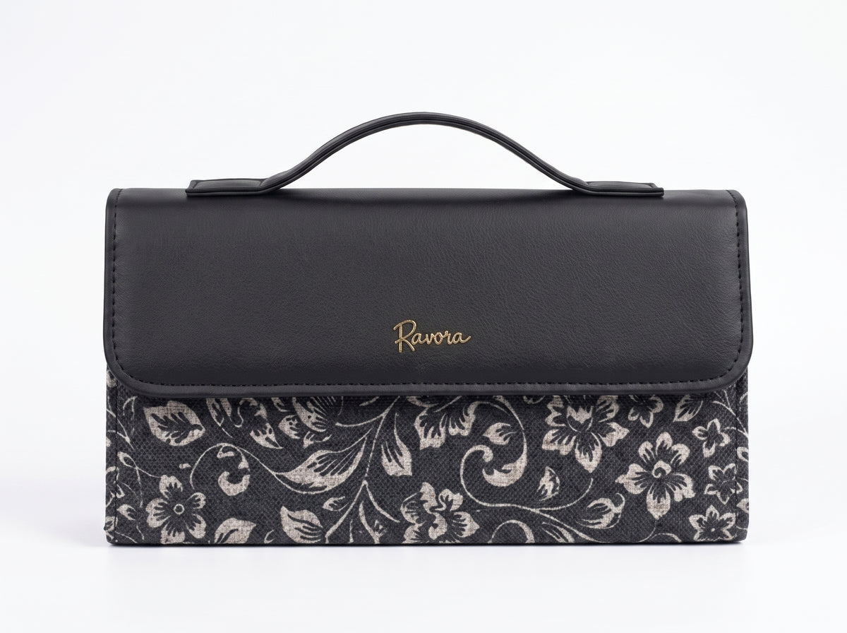 Ravora Black Bloom Clutch