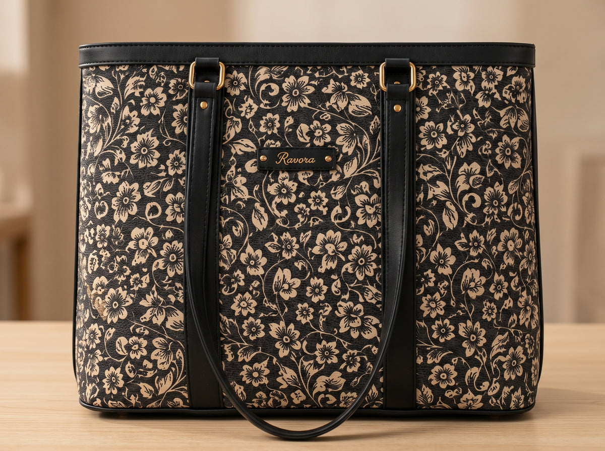 Ravora Black Bloom Tote