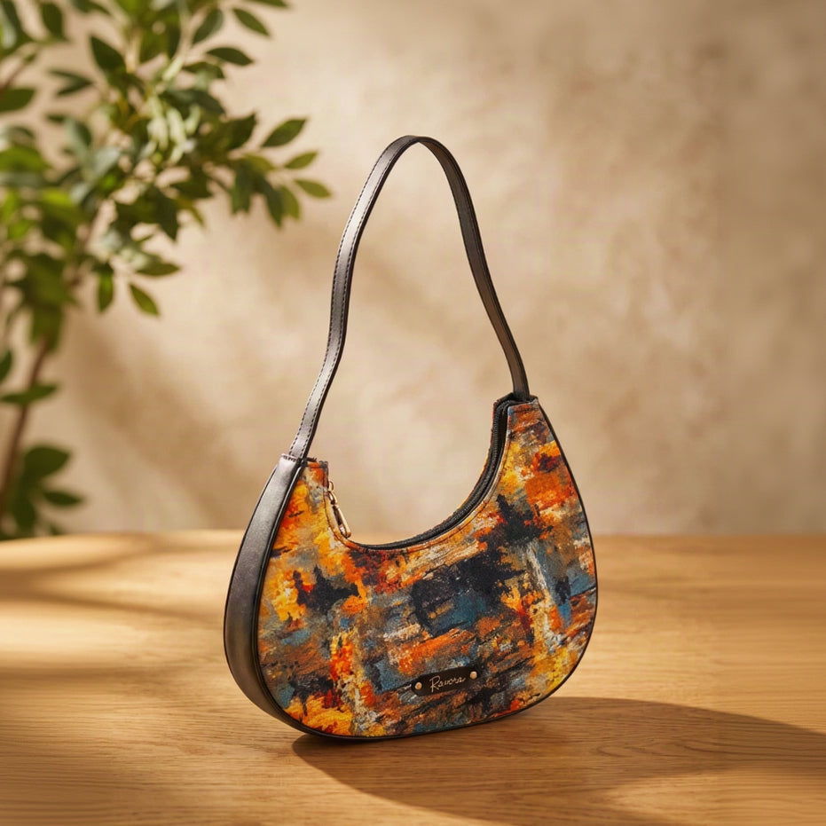 Ravora Golden Twiling Crescent Shoulder Bag
