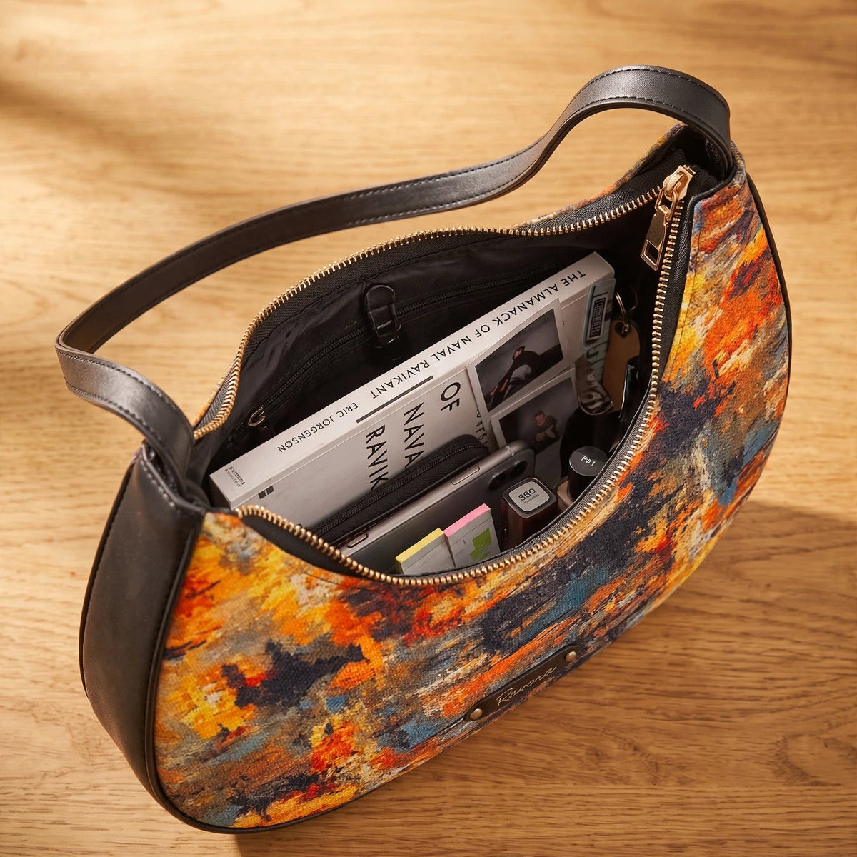 Ravora Golden Twiling Crescent Shoulder Bag