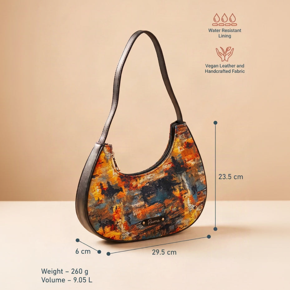 Ravora Golden Twiling Crescent Shoulder Bag