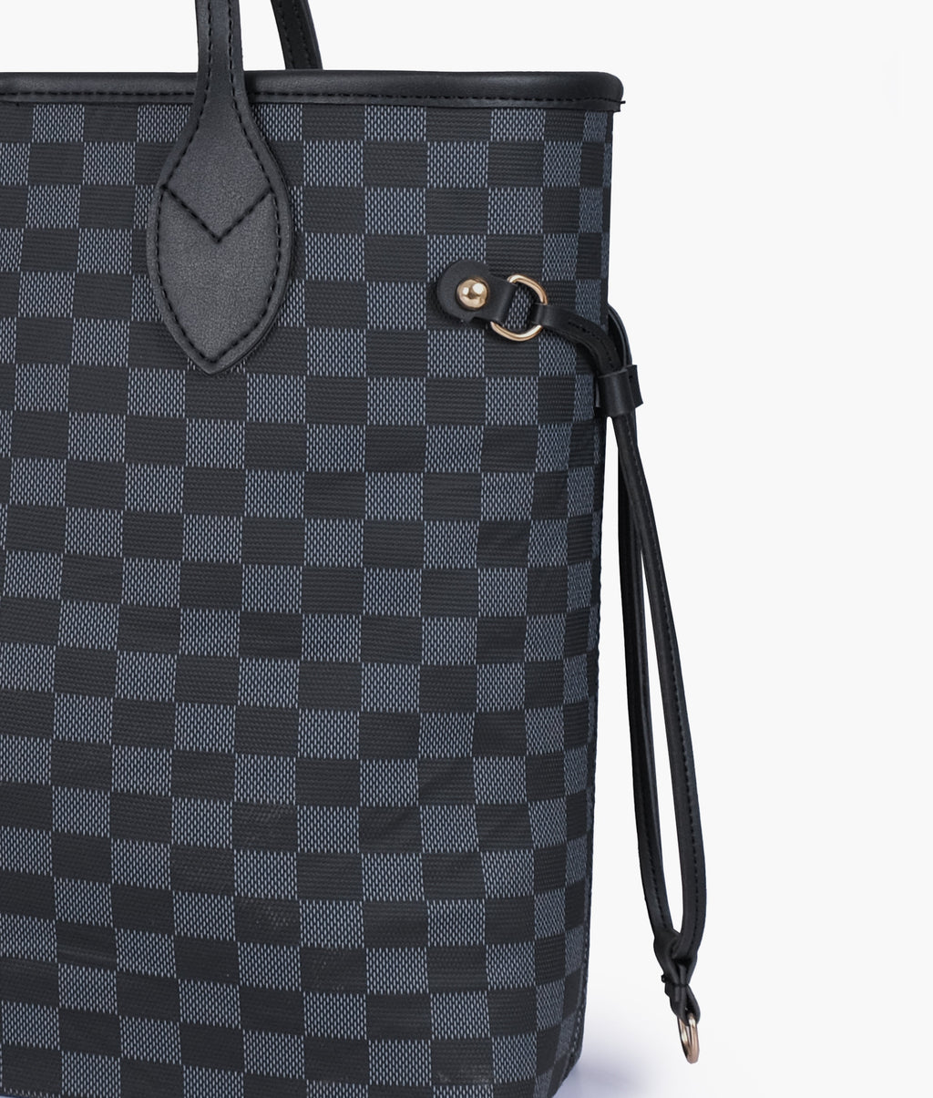 The Ravora Checkered Tote Black