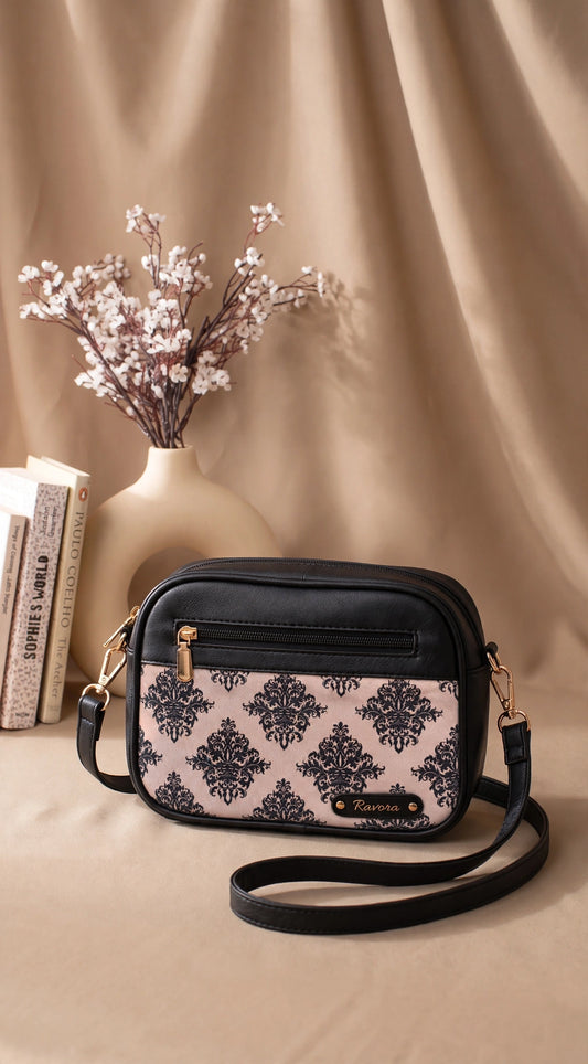 Ravora Pink Damask Crossbody Bag