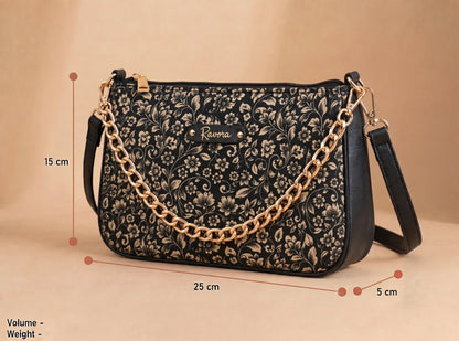 Ravora Black Bloom Shoulder Bag