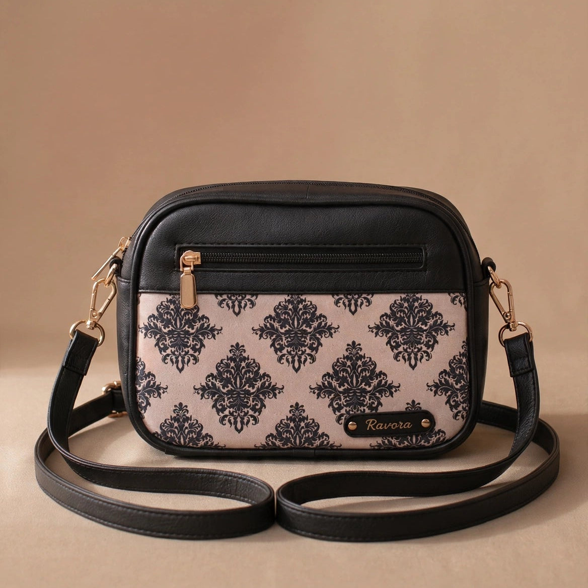 Ravora Pink Damask Crossbody Bag