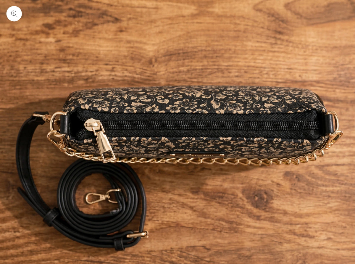 Ravora Black Bloom Shoulder Bag