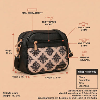 Ravora Pink Damask Crossbody Bag