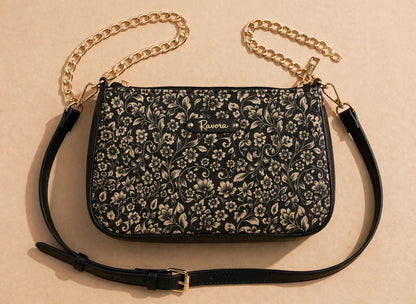 Ravora Black Bloom Shoulder Bag