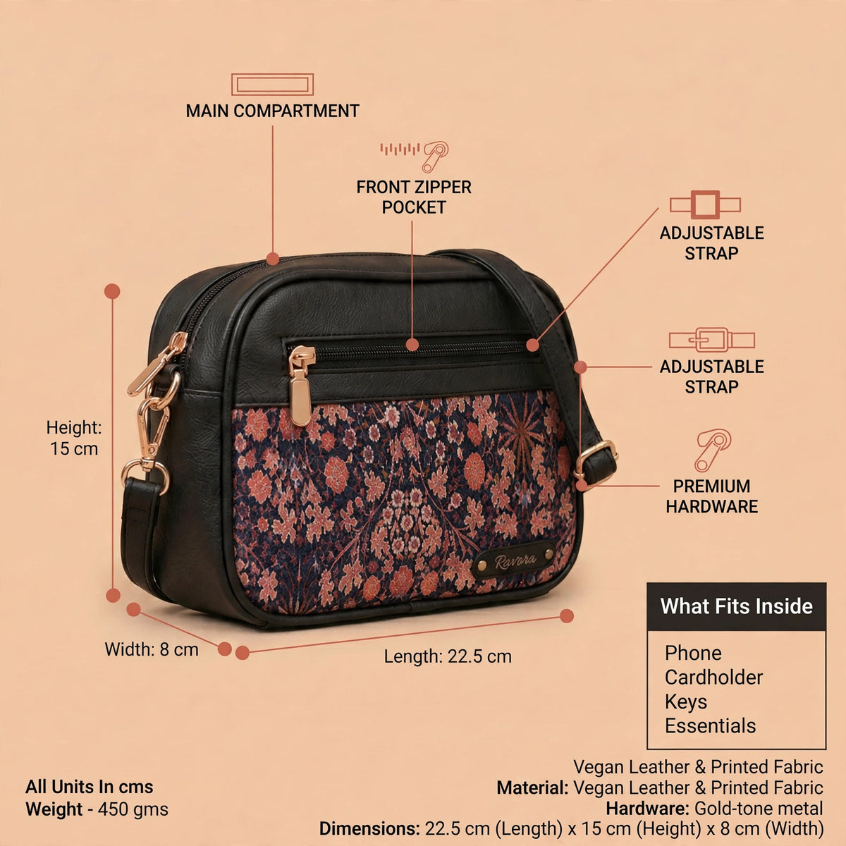 Ravora Vintage Flora Crossbody Bag