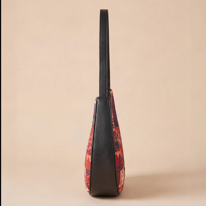 Ravora Red Tapestry Crescent Shoulder Bag