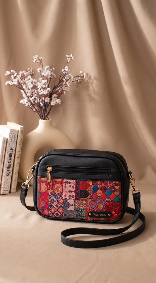 Ravora Red Tapestry Crossbody Bag