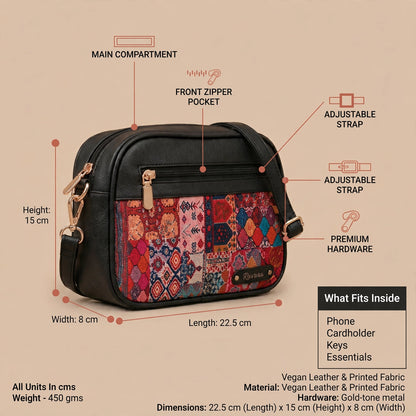 Ravora Red Tapestry Crossbody Bag