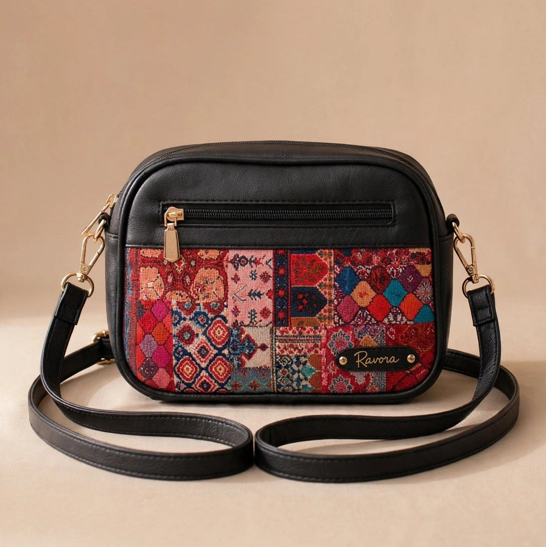 Ravora Red Tapestry Crossbody Bag